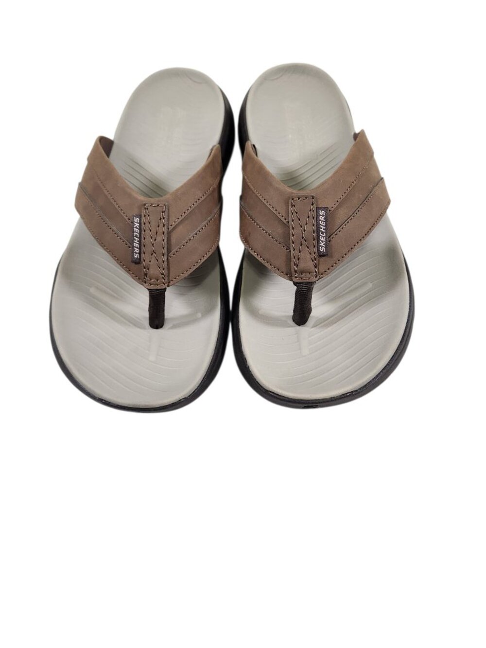 Skechers Mens Size 13 Flip Flop Sandals Shoes Relaxed Fit Luxe Foam Brown